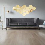 Golden or Silver Hexagon Mirror Wall Décor in Acrylic